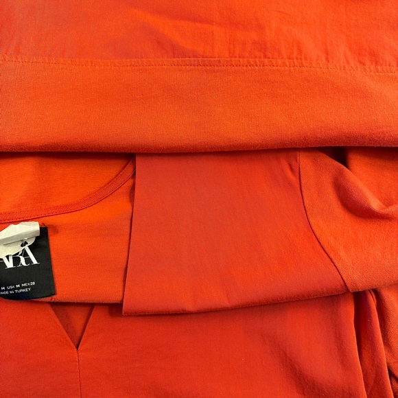 Zara Orange V-Neck Casual Dress - Picture 4 of 9